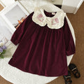 Spring/autumn new girls' dress - embroidered peter pan collar long sleeve sweet & stylish princess dress - cross-border children's wear