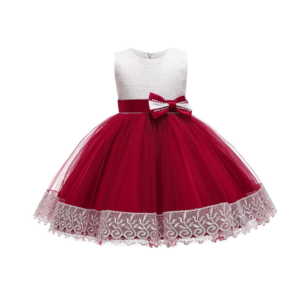kids dress color matching style fluffy wedding dress princess dress girldress baby first birthday