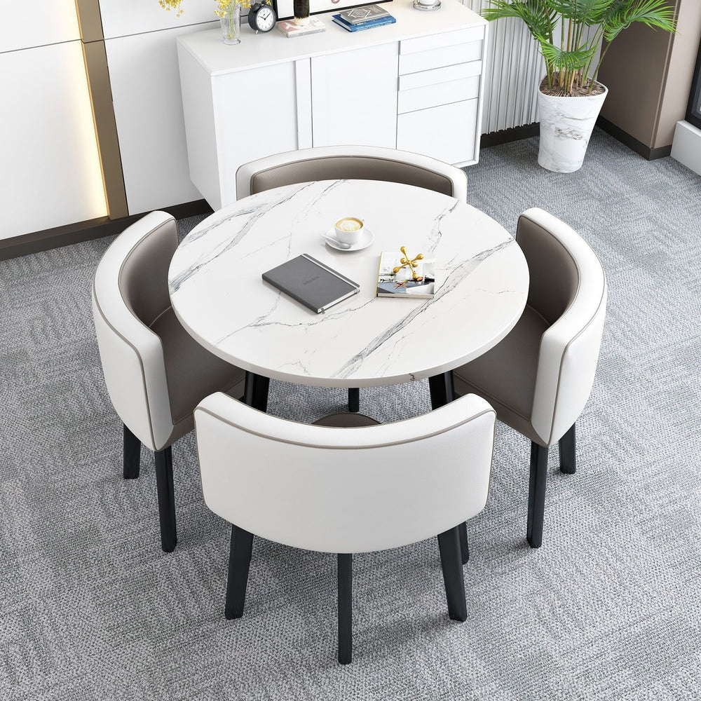 Collapsible dining table for home, small apartment, apartment, restaurant, shopfront negotiation table and chair set, reception round table
