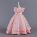 New in stock children's skirt small flying sleeves kids dress princess dress girls piano performance dress kids dress