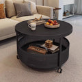 Accessible luxury style round small apartment movable coffee table living room for home slate small round table double-layer storage trolley