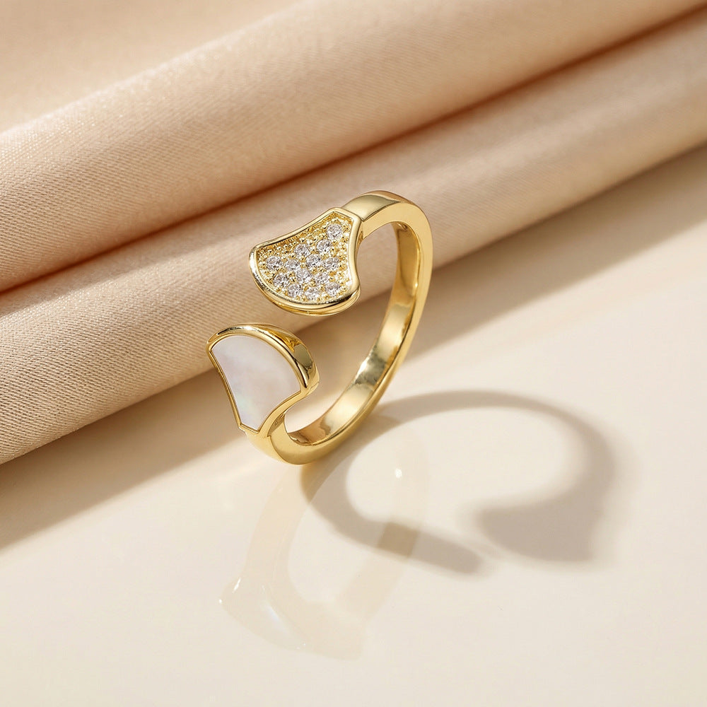 Popular easiest for match copper inlaid zirconium inlaid diamond skirt ring for women accessible luxury niche exquisite live mouth new ring jewelry