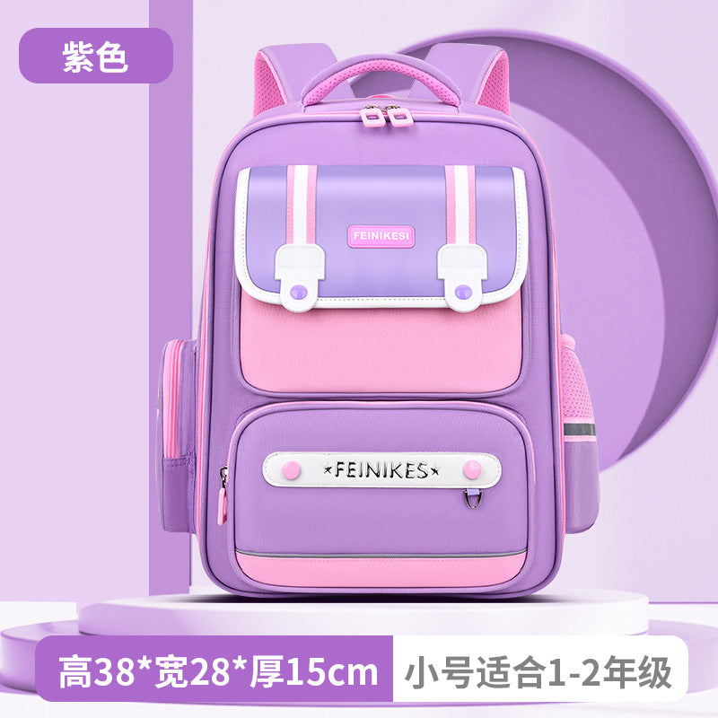School bags for primary school girls, spine care and burden reduction for boys, large-capacity children's school bags for grades 1-6, double-shoulder school bags wholesale.