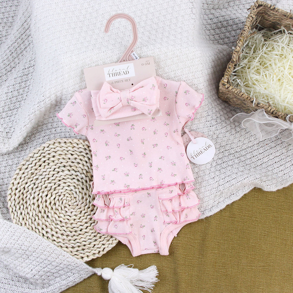 Baby girl summer outfit newborn romper set all-cotton class a shorts headband pure cotton class a new arrival