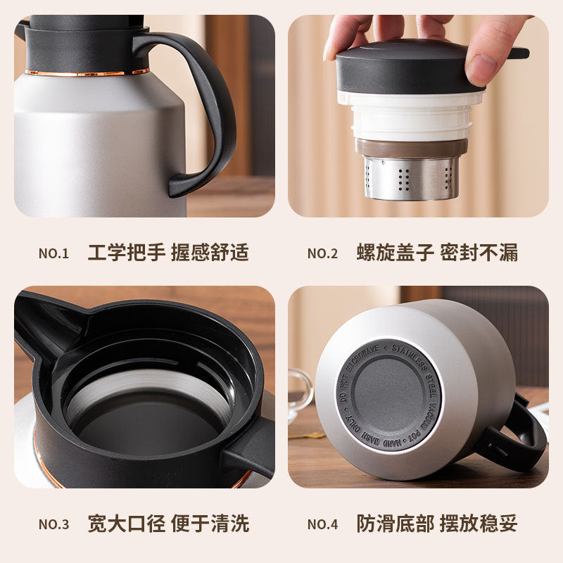 Household stew teapot 316 stainless steel 1.8l large capacity thermos bottle office dormitory tea water separation water kettle