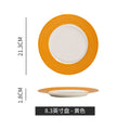 Nordicins striped edge ceramic plate dinner plate western food flat plate for home vegetable plate hotel restaurant dessert plate