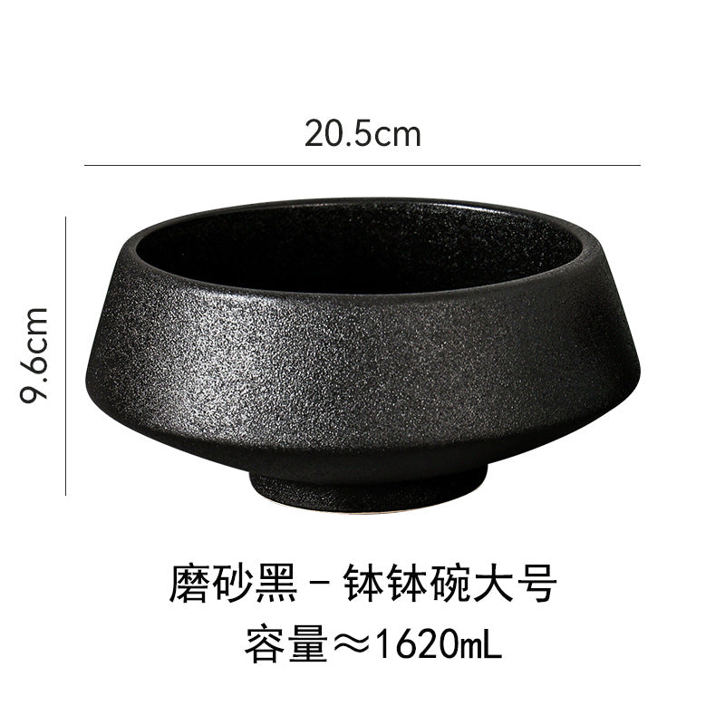 Ins creative ceramic rice bowl black frosted high-leg for home soup bowl restaurant noodle bowl dessert bowl ceramic tableware