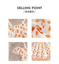 Girls' summer sundress - orange floral print, ruffle collar, tiered cake dress, princess style