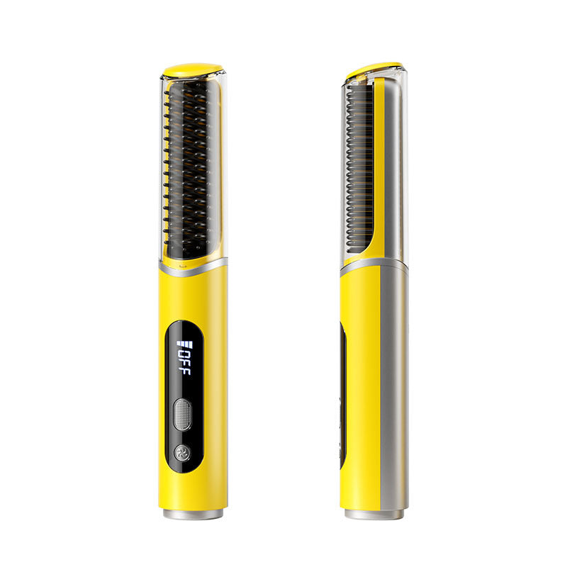 Wireless mini rechargeable hair straightening comb usb model cross-border negative ion portable hair straightening cold air curling comb does not hurt hair
