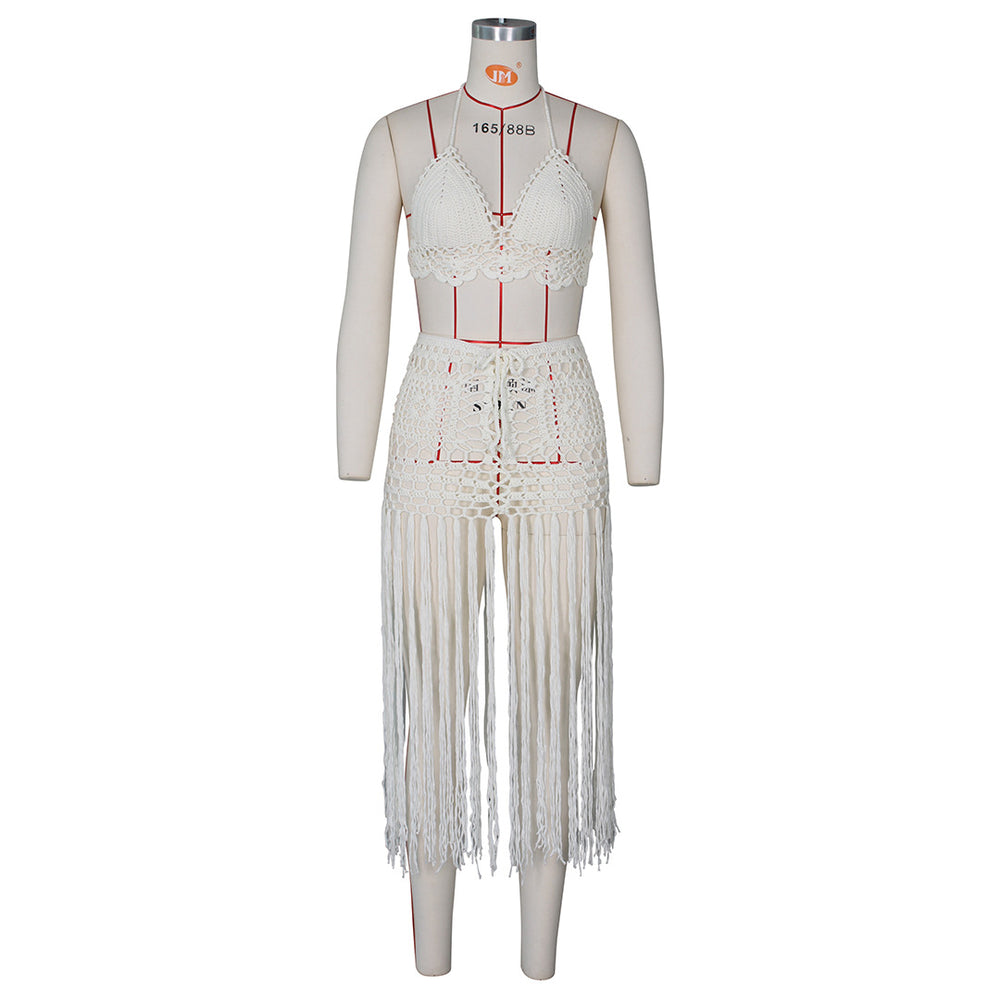 new arrival: hot-selling hand-crocheted sheer beach dress fashion set for women - perfect for  &