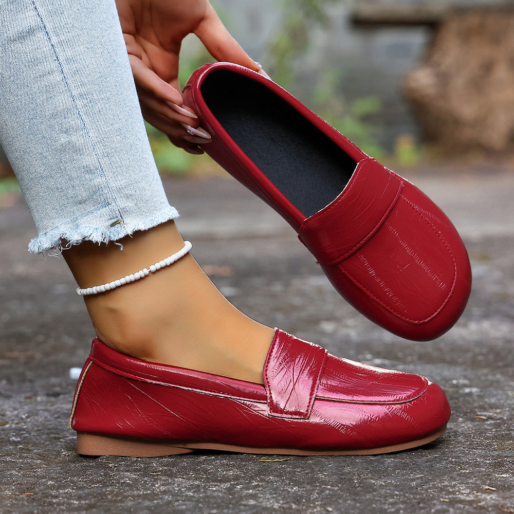 Exportplus size slip-on soft bottom slip-on beanie shoes women's casual round toe flatsnew arrivalflats soft leather work shoes