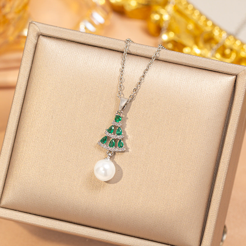 [titanium steel] cross-border new niche christmas tree necklace for women, accessible luxury, fashionable, versatile, high-end clavicle chain accessories