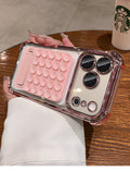 Silicone suction cup kickstand case for iphone 17 pro max, apple 15 electroplated four-corner shockproof phone case