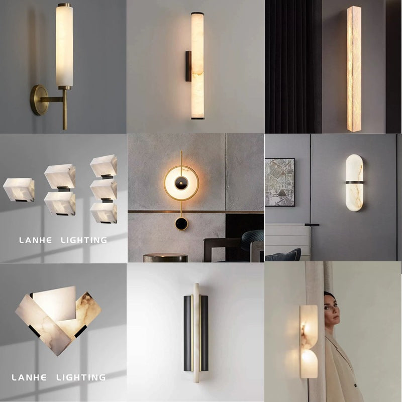 accessible luxury designer marble wall lamp bedside postmodern casual bedroom living room background atmosphere lamp
