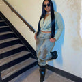 European and american retro distressed denim jeans -  new autumn/winter cross-border women's fashion - washed, painted, and dirty denim long pants