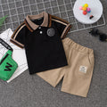summer children's clothing: kids' short-sleeve polo shirt + t-shirt shorts 2-piece set, trendy wholesale for toddlers and young children