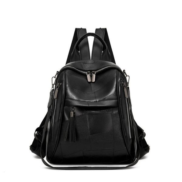 Women's backpack 2025 new pu casual large capacity solid color retro backpack premium sense fringed women's bag