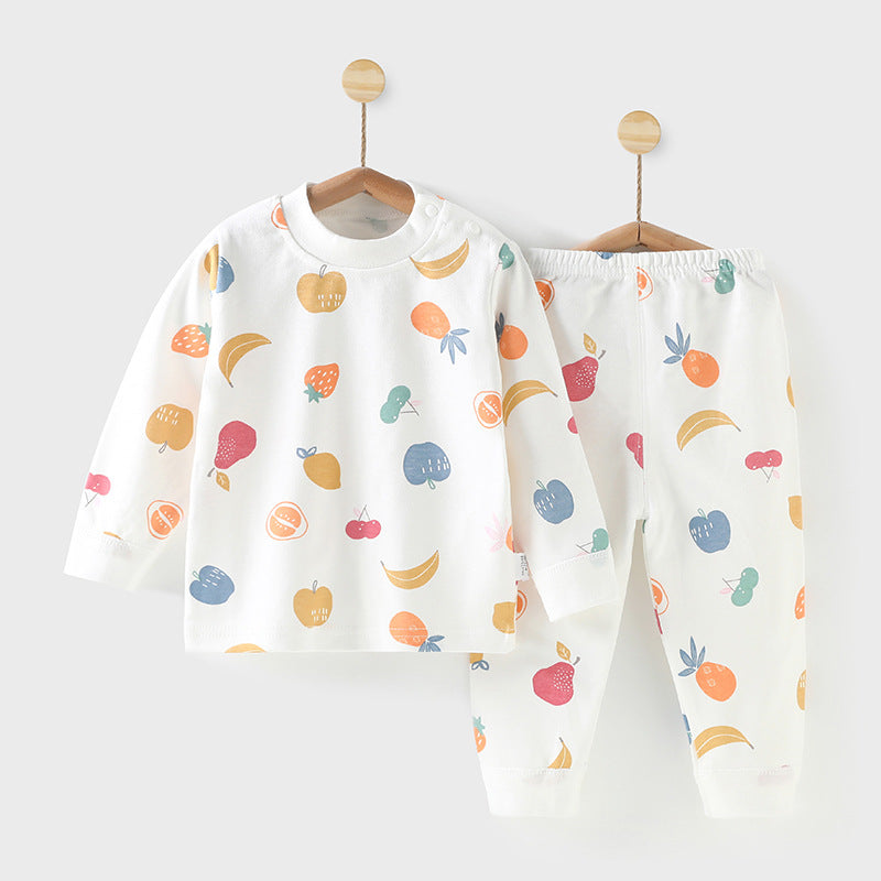 Wholesale autumn/winter baby thermal underwear sets for boys and girls, pure cotton newborn infant home wear - dropshipping available