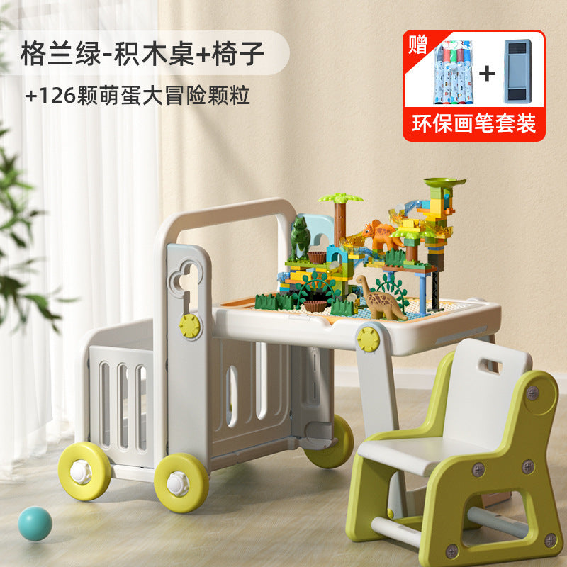 Manlong building block tables and chairs children's patchwork multi-functional storage game learning table baby large particle toy table