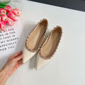 Women's single shoes: new spring/autumn 2025 pointed-toe studded hidden heel french patent leather fashionable versatile low-cut high heels