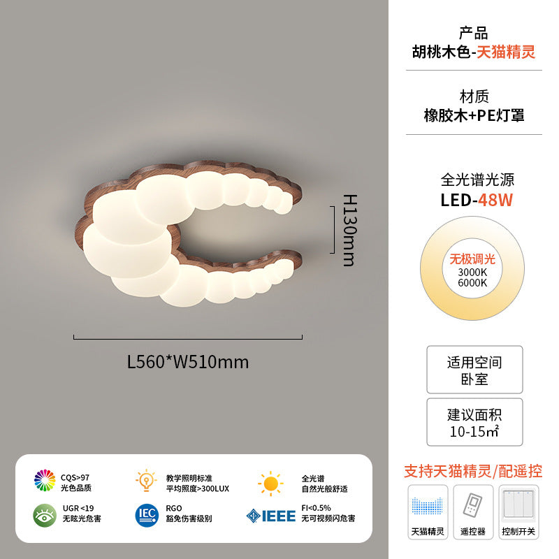 Walnut ceiling light cream antique children's room light creative modeling intelligent lighting warm bedroom light
