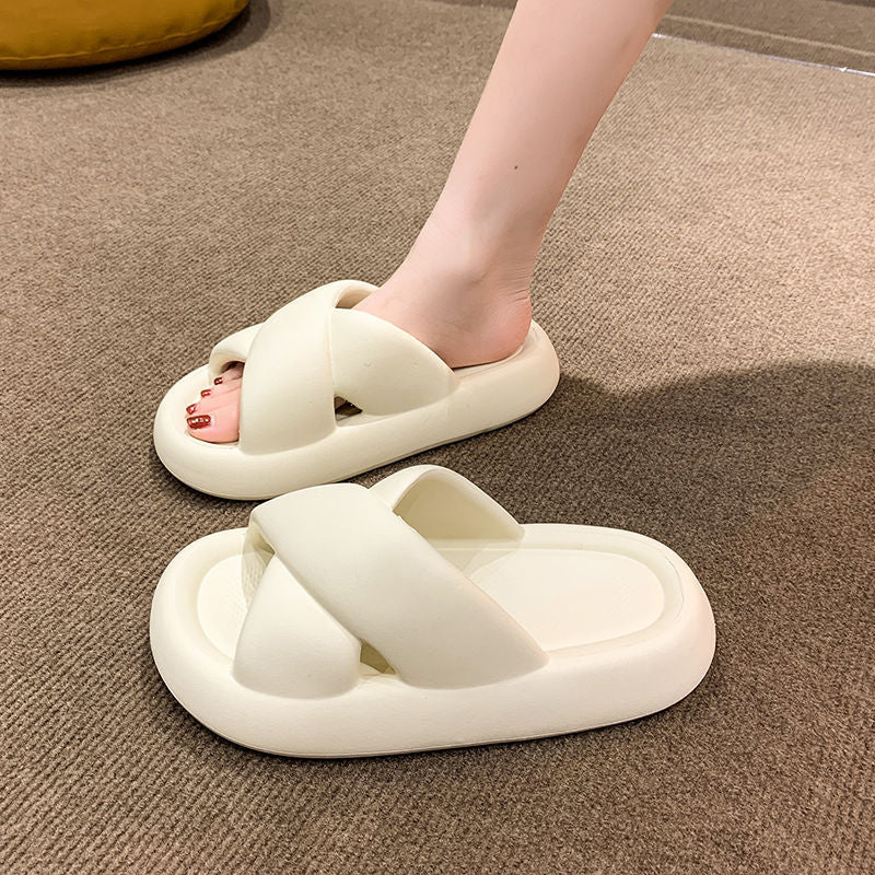 Cross-strap slippers for women, summer outerwear, new arrivalfashion couple shoes for women, home non-slip thick sole slippers, men's flip-flops