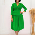 D592  independent station fashion cross-border women's clothing autumn and winter women's suit collar elegant pleated skirt african dress