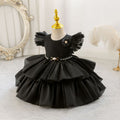 Ready-to-ship children's formal dress - airplane sleeves, beaded, puffy princess dress for baby girls, flower girl dress