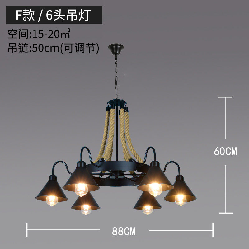 American retro hemp rope chandelier creative hotel lobby B & B restaurant lamp personalized industrial style hotel box lamp