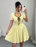 gentle style elegant mini dress summer new plus size french lace patchwork design knitted dress for women