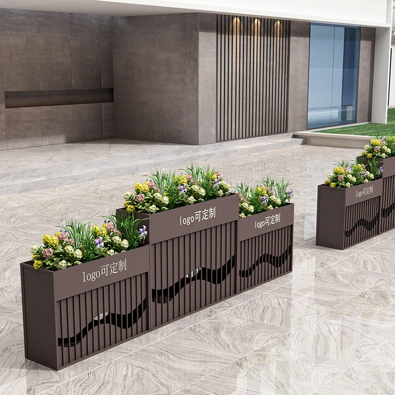 Outdoor wrought iron galvanized sheet flower box sales department commercial street flower bed pot frame square partition courtyard planting flower trough