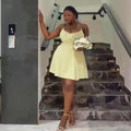 african women's fashion: new european and american style solid color sleeveless backless dress for