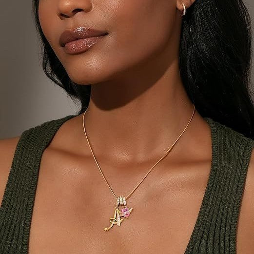 hot-selling dopamine 26 english letter necklace, girly, light luxury, niche, high-end letter diamond-studded necklace for women