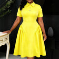 Summer vacation new fashion decorative button dress a-line high waist slimming casual solid color dress