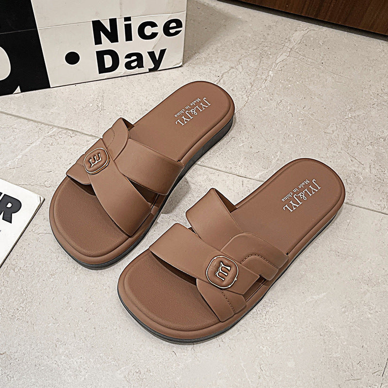 Wholesale women's spring/summer new arrivals: one-strap slides, new buckle roman sandals, women's non-slip house slippers