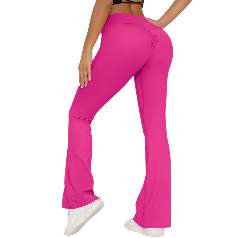 New arrival cross-border breathable brushed high waist elastic butt lift casual wide leg nine-point pants running fitness yoga bottom pants