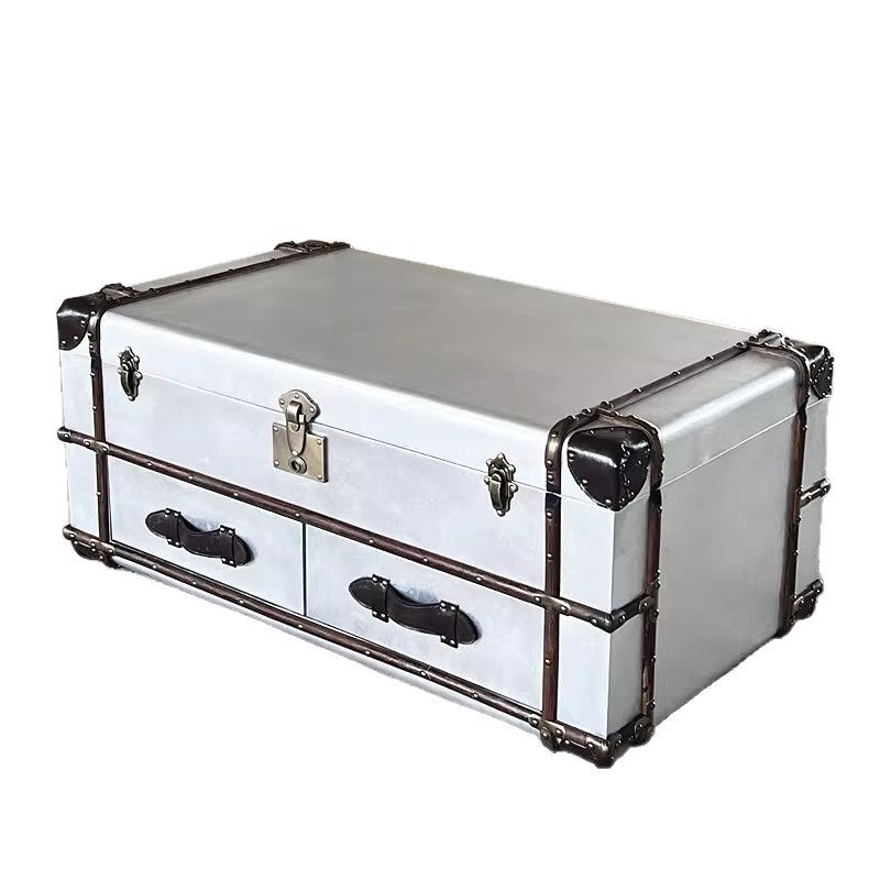 Medieval style coffee table american country industrial style space aluminum leather creative stylish coffee table retro rivet storage box