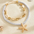 Gold necklace wholesale european and american exaggerated beach style alloy accessories handmade shell starfish necklace jewelry women's clavicle chain