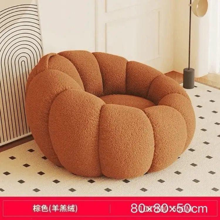 Cream style lazy sofa can lie down and sleep back chair pumpkin single sofa cashmere sofa chair fabric all-in-one