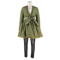 e-commerce source factory: trendy, youthful, color-blocked pleated babydoll midi-length cotton-padded jacket