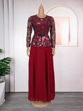 e-commerce  sequin banquet party dress long gown african women's plus size dress with belt