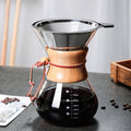 Wood chip hand-brewed coffee pot, high borosilicate glass coffee sharing pot, coffee filter cup, outdoor hand-brewed pot, chemex pot