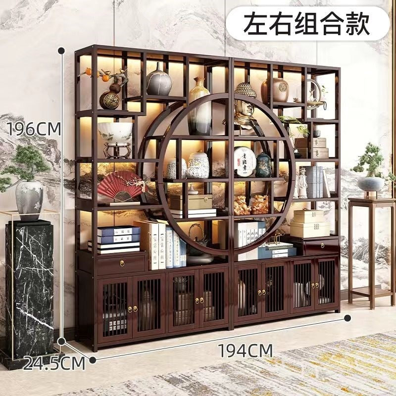 New chinoiserie bogu rack duobao pavilion purple clay pot display rack tea and wine cabinet tea room storage rack display rack casual style bamboo