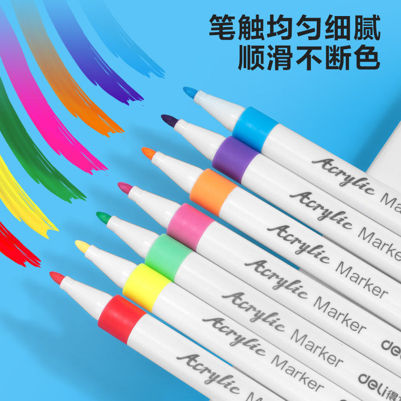 Deli HM108 Acrylic Marker Acrylic Paint Student Color Pen Acrylic Pen Marker Set