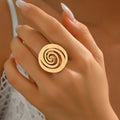 European and american cross-border fashion gold geometric spiral ring for women - luxury, unique, adjustable open ring for index finger
