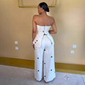 European and american cross-border women's fashion:  summer new collection - polka dot bandeau top and high-waisted pants casual set