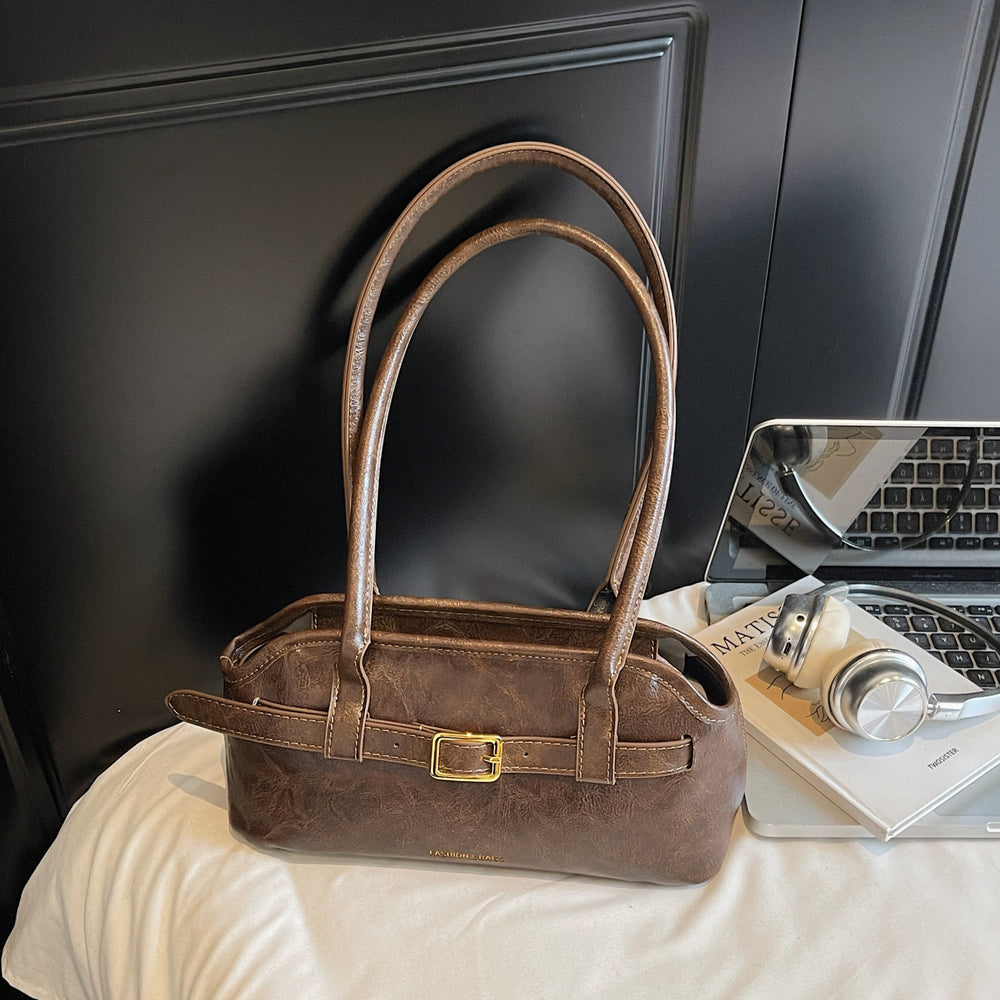 Retro bag for women, large capacity, 2025 new autumn and winter, versatile, fashionable, textured shoulder bag, work clothing, armpit bag