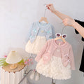 Girls' dress  spring new arrival set - kids' cardigan & sleeveless tulip rose princess dress