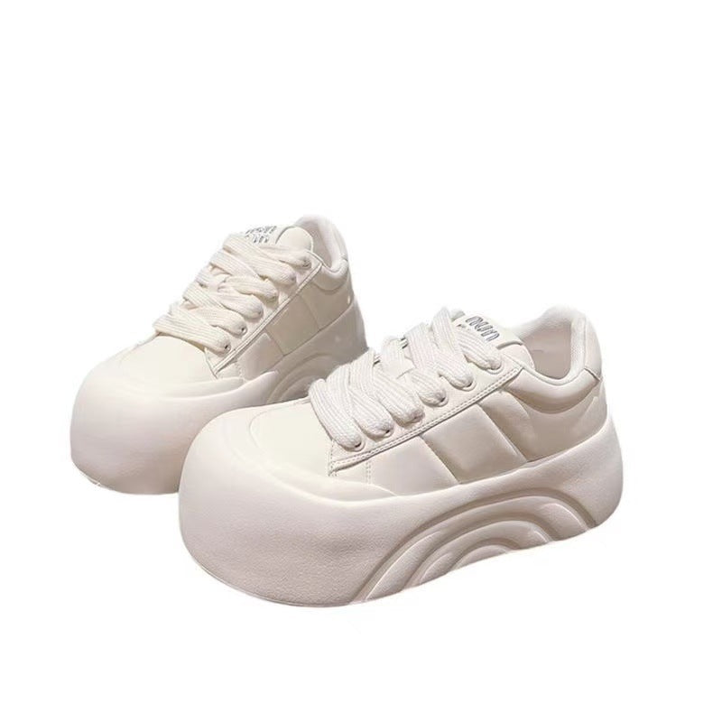 Thick soleplatform shoes heightened sports big toe bread white shoes women's 2026 spring autumnew arrivalpopular casual sneakers