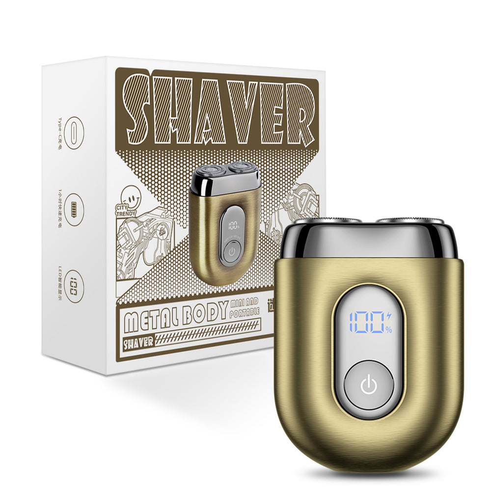 Mini alloy electric shaver - portable, full body waterproof, magnetic dual ring blade head, men's razor, car use